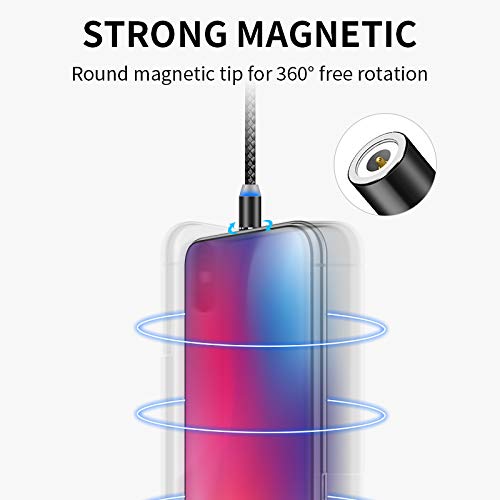 EBA Cable de carga magnético trenzado USB Rotate Magnetic Charging Cable 2.4 A 360 grados para i-Product / Micro USB / Tipo C - Cable de carga magnético USB (plata)