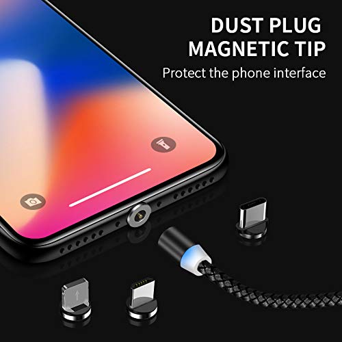 EBA Cable de carga magnético trenzado USB Rotate Magnetic Charging Cable 2.4 A 360 grados para i-Product / Micro USB / Tipo C - Cable de carga magnético USB (plata)