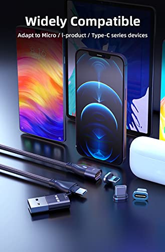 EBA Cable de datos magnético tipo C a USB 2.0 macho 3 A Super Quick Charge Cable 6 en 1 – Cable de carga magnético USB – Quick Detailer USB (PD60W) (morado)