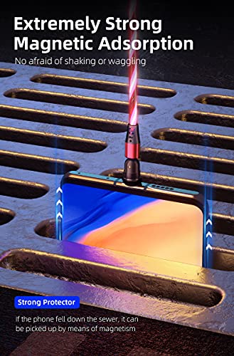 EBA Fluido LED Cable de carga magnético 1M 540° 2.4A Carga Magnética Cable USB Visible Multicolor 3 en 1 Cable Magnético para Android, Micro USB, Tipo C, Smartphone Tablette(Azul)