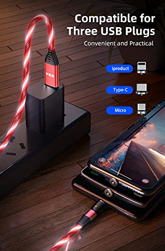 EBA Fluido LED Cable de carga magnético 1M 540° 2.4A Carga Magnética Cable USB Visible Multicolor 3 en 1 Cable Magnético para Android, Micro USB, Tipo C, Smartphone Tablette(Azul)