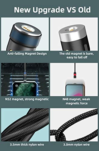 EBA Rotate Magnetic Cable 3A Fast Charging 540 Grados - Cable magnético - Cable adaptador– Data Cable USB trenzado para Type C/Micro USB (rojo)