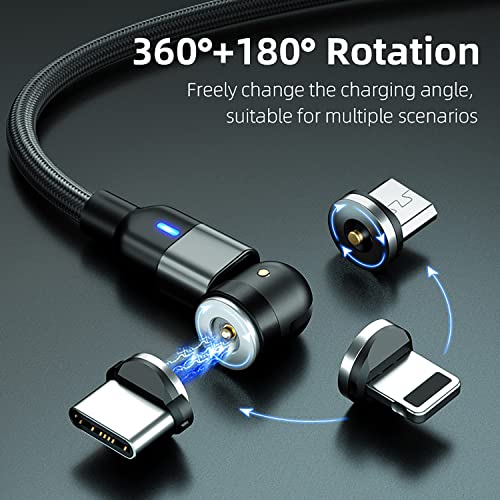 EBA Rotate Magnetic Cable Free Rotation 540 Degree 2.4 A USB 2.0 - Cable de carga magnético USB trenzado para i-Product / Micro USB / Tipo C cable de carga magnético USB (rojo)