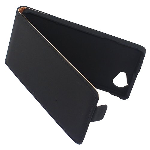 ebestStar - Funda Compatible con Sony Xperia L, Sony C2105 Carcasa Ventana Vista Cover Cuero PU, Funda Libro Billetera, Negro [Aparato: 128.7 x 65 x 9.7mm, 4.3'']