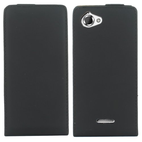 ebestStar - Funda Compatible con Sony Xperia L, Sony C2105 Carcasa Ventana Vista Cover Cuero PU, Funda Libro Billetera, Negro [Aparato: 128.7 x 65 x 9.7mm, 4.3'']