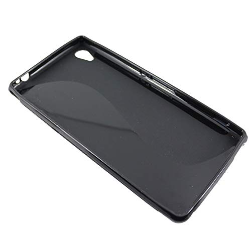 ebestStar - Funda Compatible con Sony Xperia M4 Aqua, M4 Aqua Dual Carcasa Gel Silicona Motivo S-línea, S-Line Case Cover + Mini Lápiz +3 Peliculas, Negro [Aparato: 145.5 x 72.6 x 7.3mm, 5.0'']