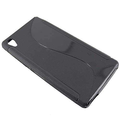 ebestStar - Funda Compatible con Sony Xperia M4 Aqua, M4 Aqua Dual Carcasa Gel Silicona Motivo S-línea, S-Line Case Cover + Mini Lápiz +3 Peliculas, Negro [Aparato: 145.5 x 72.6 x 7.3mm, 5.0'']