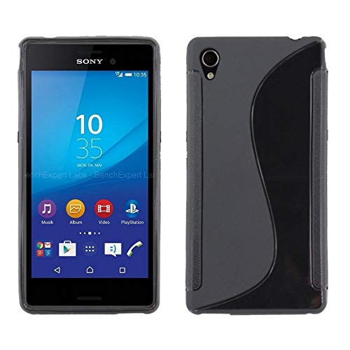 ebestStar - Funda Compatible con Sony Xperia M4 Aqua, M4 Aqua Dual Carcasa Gel Silicona Motivo S-línea, S-Line Case Cover + Mini Lápiz +3 Peliculas, Negro [Aparato: 145.5 x 72.6 x 7.3mm, 5.0'']