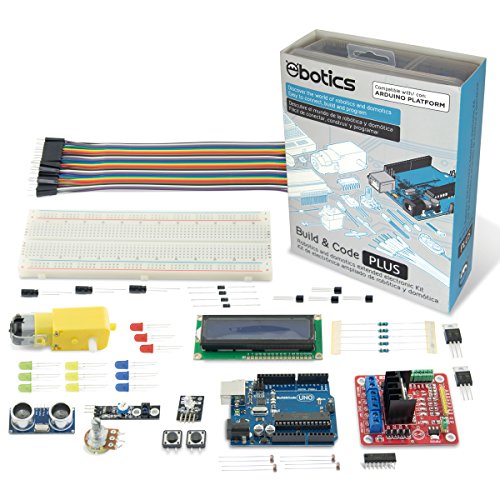 Ebotics Build&Code Plus, Kit de Creación electrónica y Programación ampliado para Arduino, niveles intermedio y avanzado