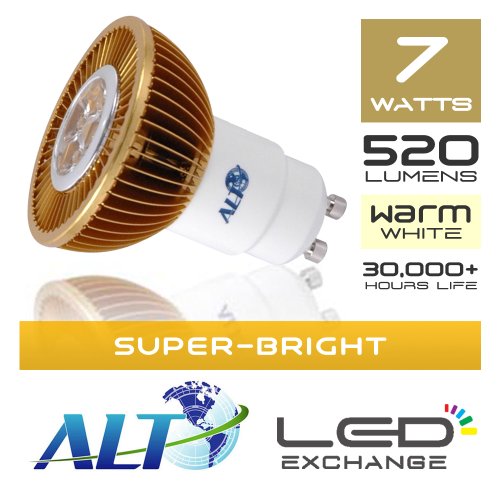 ECONÓMICO! - ahora sólo £8,99! - ALT Asteria super-luz LED de techo con focos, GU10, 7 W, 520 lumens (74 lm/W), luz blanca cálida (3000 K), 38° ángulo del haz de luz. The world's MR16 LED luz de techo con focos en una gran Discount. Sustituye 50 W bombill