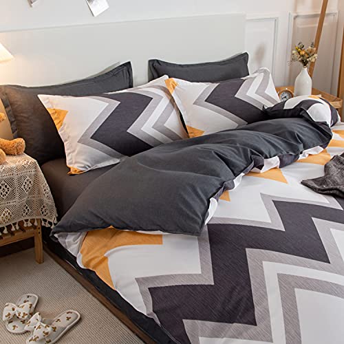 ED-Lumos Funda nórdica Microfibra Juego de Ropa de Cama 4 Piezas para Cama 135-150cm Funda de Edredón 240x220cm Sábana encimera 230x250cm Funda de Almohada 48x74cm Poliéster Multicolor líneas