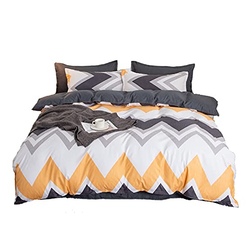 ED-Lumos Funda nórdica Microfibra Juego de Ropa de Cama 4 Piezas para Cama 135-150cm Funda de Edredón 240x220cm Sábana encimera 230x250cm Funda de Almohada 48x74cm Poliéster Multicolor líneas