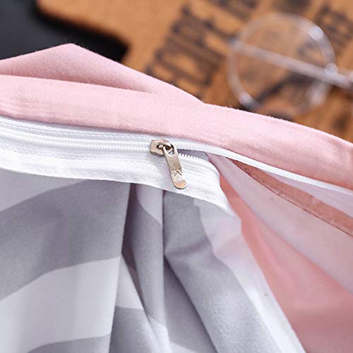 ED-Lumos Juego de Ropa de Cama Microfibra ４Piezas para Cama 90cm Poliéster Funda nórdica 150x200cm Sábana encimera 200x230cm Funda de Almohada 48x74cm Poliéster Color melocotón con Corazón Negro