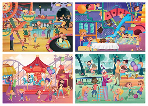 Educa - Multi 4 Junior-Parque Atracciones & Fiesta Conjunto de Puzzles, Multicolor (18601)