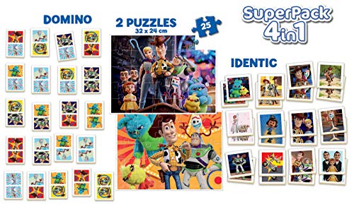 Educa - Superpack Toy Story 4 Pack de Domino, Identic y 2 Puzzles, Juego de Mesa, Multicolor (18348)