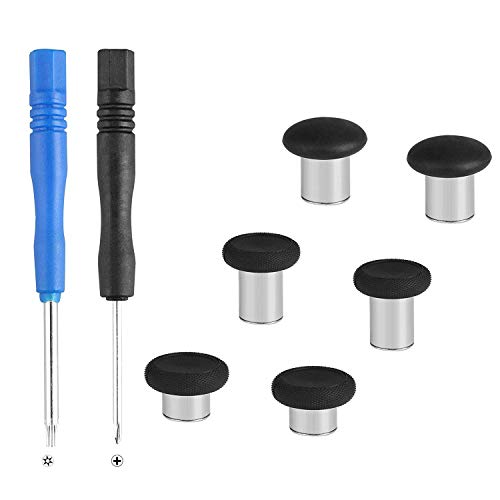 EEEKit Paquete de 6 Palancas de Control de reemplazo de Barras de Control Negras Palanca de Mando del Pulgar para Playstation 4 Controlador PS4 / Controlador Xbox One Elite/Control Pro Switch