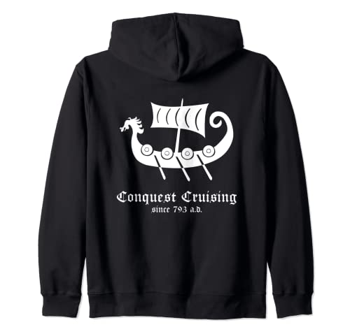 El barco vikingo Dragonship Conquest navega desde el año 793 Sudadera con Capucha