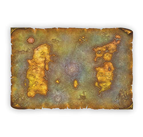 El mapa clásico de Azeroth | Lienzo | Pergamino | WallArt | Tablero de mesa | Regalo | Vainilla | Azeroth | Impresión UV (30" x 20")