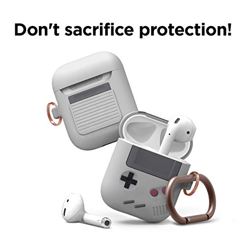 elago AW5 Funda Compatible con AirPods Case 2&1 – Diseño Juego Clásico con Mosquetón, Soporta Carga Inalámbrica (Gris Claro)