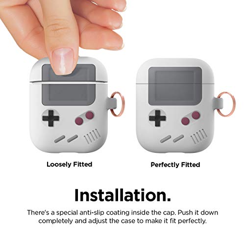 elago AW5 Funda Compatible con AirPods Case 2&1 – Diseño Juego Clásico con Mosquetón, Soporta Carga Inalámbrica (Gris Claro)