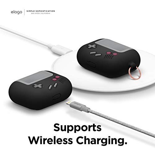 elago Funda AW5 Diseño Clásico Game Player Compatible con AirPods Pro Funda [Pendiente Patente US] (Negro)