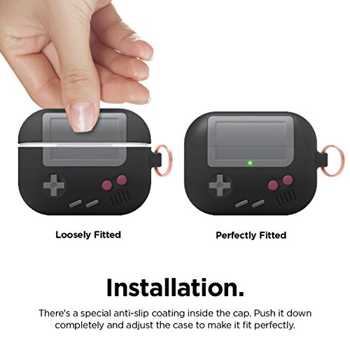 elago Funda AW5 Diseño Clásico Game Player Compatible con AirPods Pro Funda [Pendiente Patente US] (Negro)
