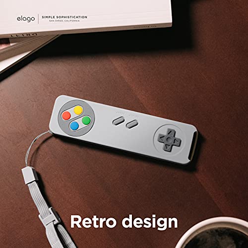 elago Funda Retro R4 Compatible con Apple TV 4K Siri Remote 2nd Generación (2021), Diseño de Controlador Clásico [No Funcional], Cordón Incluido, Protección contra Caídas (Gris Claro)