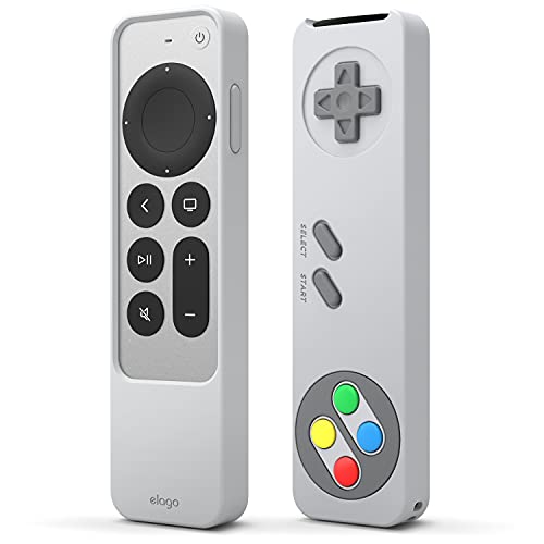 elago Funda Retro R4 Compatible con Apple TV 4K Siri Remote 2nd Generación (2021), Diseño de Controlador Clásico [No Funcional], Cordón Incluido, Protección contra Caídas (Gris Claro)