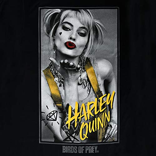 Elbenwald Las Aves de Presa Camiseta de Harley Quinn Beso Negro Estampado Frontal para los Hombres y Mujeres de algodón - S
