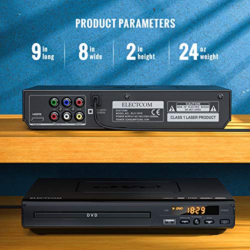 ELECTCOM - Reproductor de DVD para televisión con HDMI, para Smart TV, reproductor de DVD USB