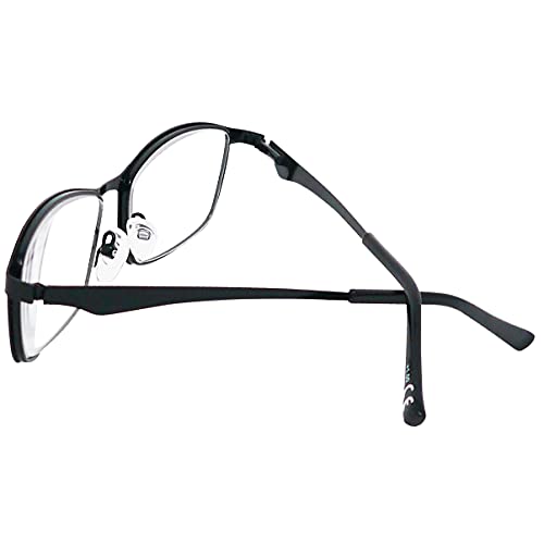 Elegantes Gafas con Filtro de Luz Azul con Lentes Rectangulares, Funda GRATIS, Montura Cuadradas de Acero Inoxidable (Negra), Gafas de Lectura Para Hombre y Mujer +1.0 Dioptrías