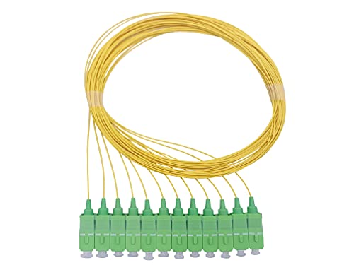 Elfcam® -12 Unidades Pigtail de Fibra Óptica SC/APC Monomodo 9/125um OS2, 0,9mm 1 Metro (Amarillo)
