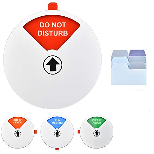 EMAGEREN Señales Informativas para Oficinas Señal de Privacidad Señal No Molestar con Texto en Inglés OUT OF OFFICE/WELCOME PLEASE KNOCK/IN A MEETING Señal de Conferencia con Notas Adhesivas-14 cm