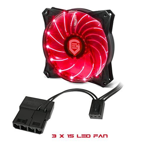 Empire Gaming - Caja PC para juegos WarFare negra LED rojo: USB 3.0, 3 ventiladores LED 120 mm, pared lateral ahumado transparente - ATX/mATX/mITX