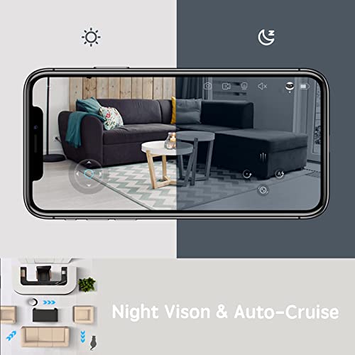 Enabot Ebo SE móvil Cámara para Mascotas inalámbrica 1080P HD Vigilabebés con Cámara Cámara para Perros Cámara IP WiFi visión Nocturna Crucero automático y Carga automática Audio bidireccional