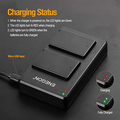 ENEGON Pack of 2 LP-E17 1040mAh Batteries para Camera with Micro USB Charger para Canon Rebel SL2, T6i, T6s, T7i, EOS M3, M5, M6, EOS 200D 250D 77D 750D 760D 800D 8000D Digital SLR Cameras