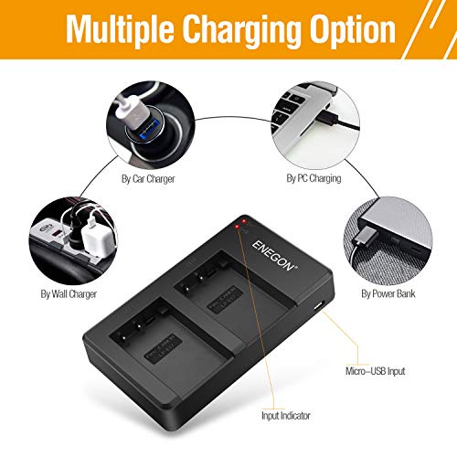 ENEGON Pack of 2 LP-E17 1040mAh Batteries para Camera with Micro USB Charger para Canon Rebel SL2, T6i, T6s, T7i, EOS M3, M5, M6, EOS 200D 250D 77D 750D 760D 800D 8000D Digital SLR Cameras