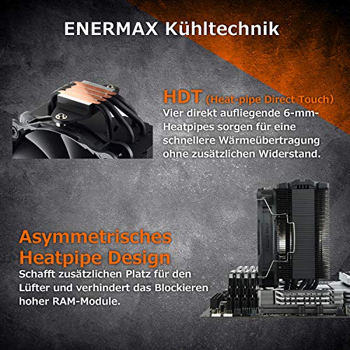 ENERMAX ETS-F40-FS - Ventilador de CPU (200 W, TDP para Intel/AMD Ryzen, 14 cm, PWM, silencioso), Color Negro