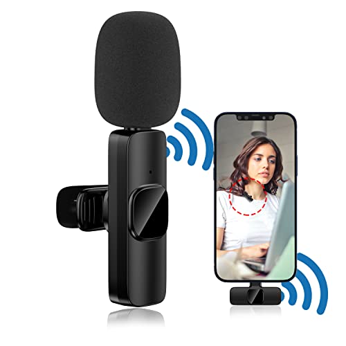 ENGERWALL - Micrófono de Solapa inalámbrico para iPhone iPad, Sistema y micrófono de Solapa portátil Plug & Play, grabación de Video de Youtube Live Stream TikTok Vlog
