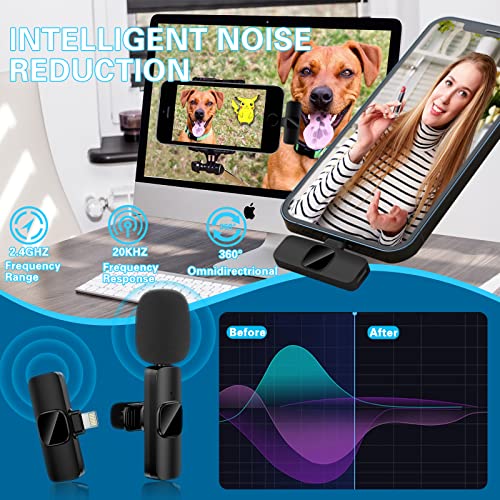 ENGERWALL - Micrófono de Solapa inalámbrico para iPhone iPad, Sistema y micrófono de Solapa portátil Plug & Play, grabación de Video de Youtube Live Stream TikTok Vlog