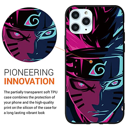 Eouine [2 Piezas] Fundas para Apple iPhone 12 Mini 5,4",Anti Golpes Suave TPU Silicona Carcasa con Naruto-Manga Anime Ninja Patrón Antichoque Protectora Case Compatible con iPhone 12 Mini, 01