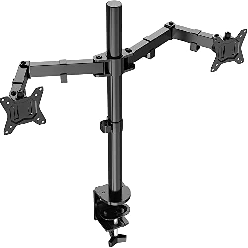 ErGear Dual Soporte de Monitor para pantallas 13”-32” con Construcción Robusta Altura ergonómica con Inclinación ajustable ±85º, Giro 180º, Rotación 360º Soporta hasta 8KG VESA 75/100mm