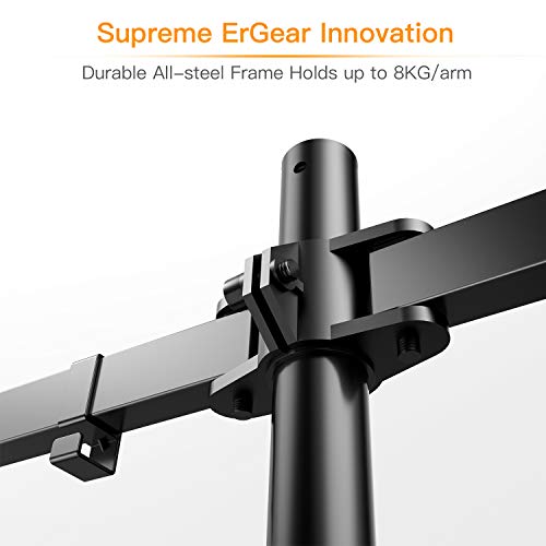 ErGear Dual Soporte de Monitor para pantallas 13”-32” con Construcción Robusta Altura ergonómica con Inclinación ajustable ±85º, Giro 180º, Rotación 360º Soporta hasta 8KG VESA 75/100mm