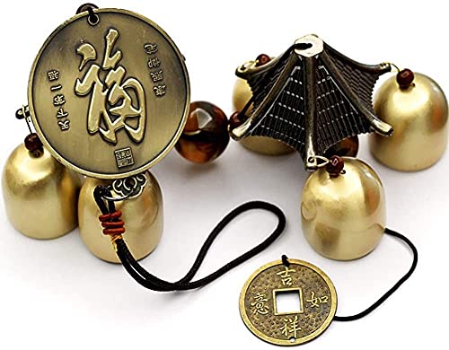 Escultura de escritorio Feng shui viento chime escultura decoración plástico yin-yang bagua cobre campana pavo real guanyin tiger luk dinero rana pixiu decoración (Color : B)