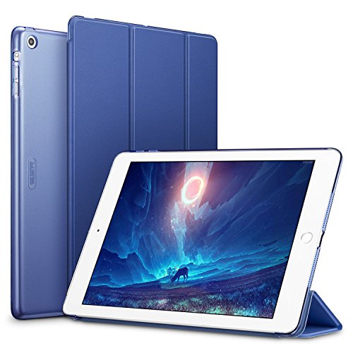ESR Yippee Smart Case para iPad Air 1, cubierta [cuero sintético] cubierta magnética trasera esmerilada translúcida con función de reposo / activación automática [peso ligero] para iPad 5 (azul marino)