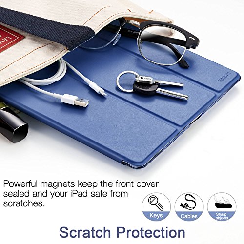 ESR Yippee Smart Case para iPad Air 1, cubierta [cuero sintético] cubierta magnética trasera esmerilada translúcida con función de reposo / activación automática [peso ligero] para iPad 5 (azul marino)