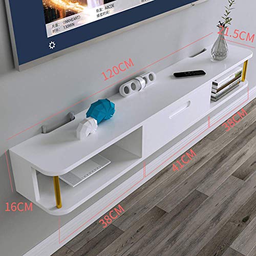 Estante De TV Flotante Soporte De TV Estante De Consola Multimedia Montado En La Pared, Estante De Pared Con Marco Flotante Blanco, Para Xbox, Proyector, Enrutador WiFi, Consola De Juegos Y Caja