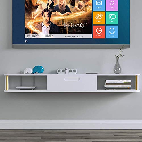 Estante De TV Flotante Soporte De TV Estante De Consola Multimedia Montado En La Pared, Estante De Pared Con Marco Flotante Blanco, Para Xbox, Proyector, Enrutador WiFi, Consola De Juegos Y Caja