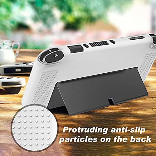 Estuche Compatible Con Switch Oled, Estuche De Silicona Tpu Suave Con Protector De Pantalla De Vidrio Templado De 2 Paquetes, Cubierta Antirrayas A Prueba De Golpes para Switch Oled - Blanco