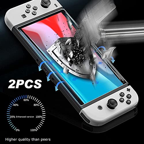 Estuche Compatible Con Switch Oled, Estuche De Silicona Tpu Suave Con Protector De Pantalla De Vidrio Templado De 2 Paquetes, Cubierta Antirrayas A Prueba De Golpes para Switch Oled - Blanco